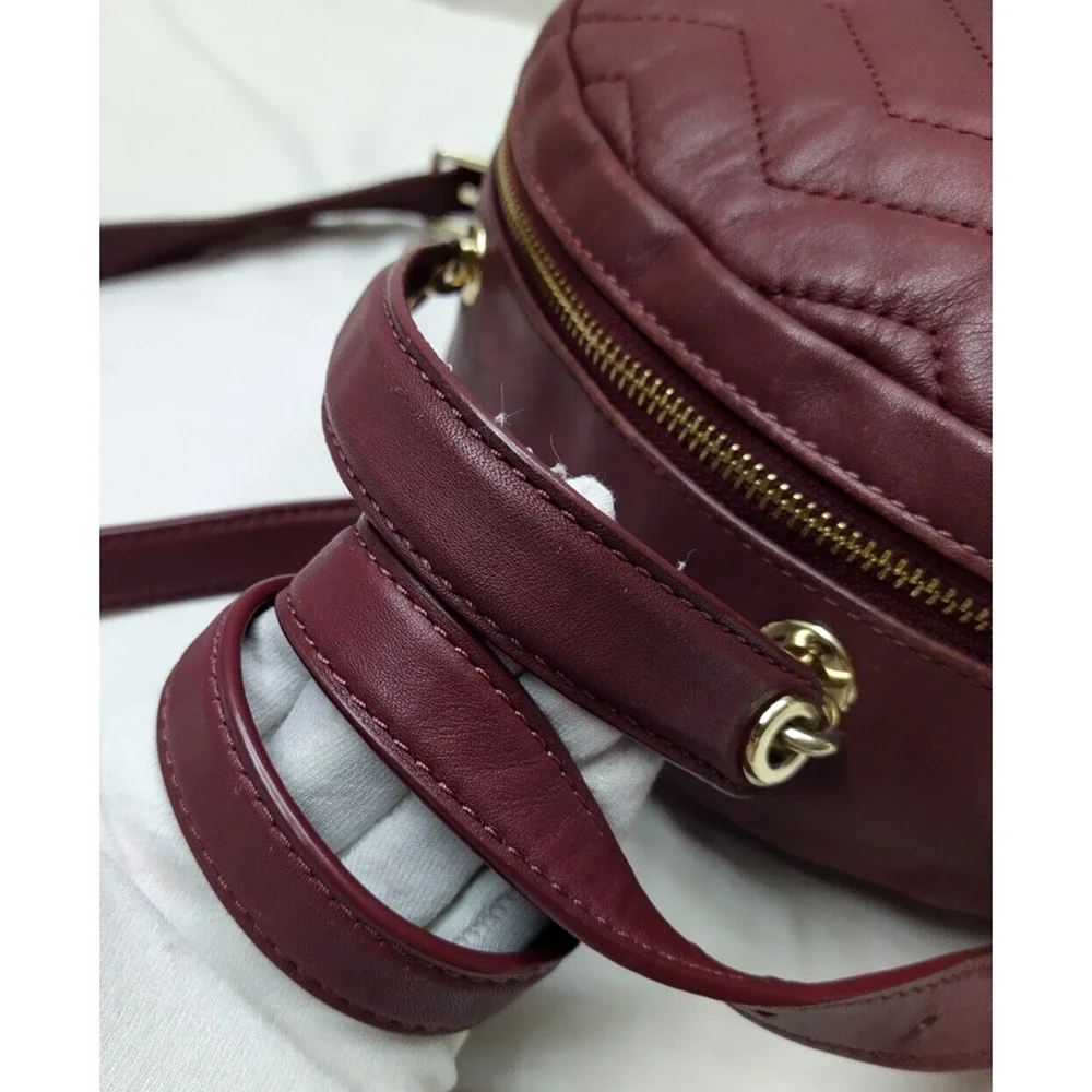 Kate Spade New York Maroon Leather Quilted Top Handle Zipper Closure Backpack